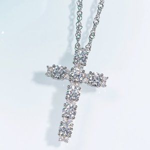 Certified 2.1 ct. t.w. Moissanite Diamond Holy Cross Necklace NEW